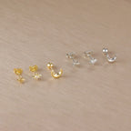 Silver Crescent Moon and Stars Stud Earrings