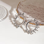 Moon Crescent and Sun Stud Earrings silver