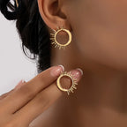 Moon Crescent and Sun Stud Earrings gold