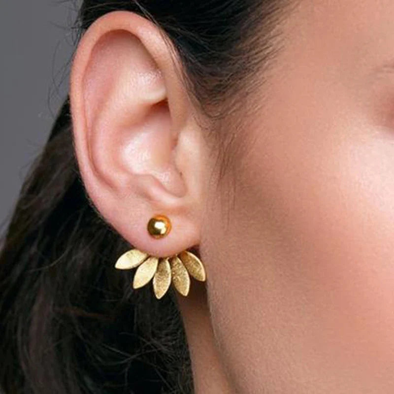 Golden Half-Flower Stud Earrings