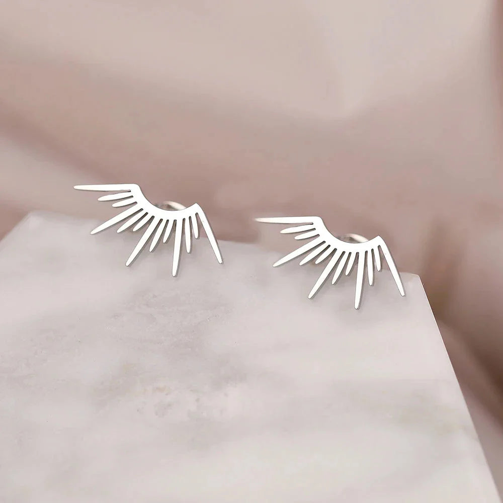 Sun Half-Circle Stud Earrings silver
