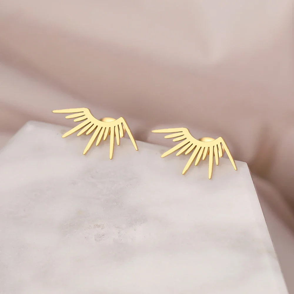Sun Half-Circle Stud Earrings gold