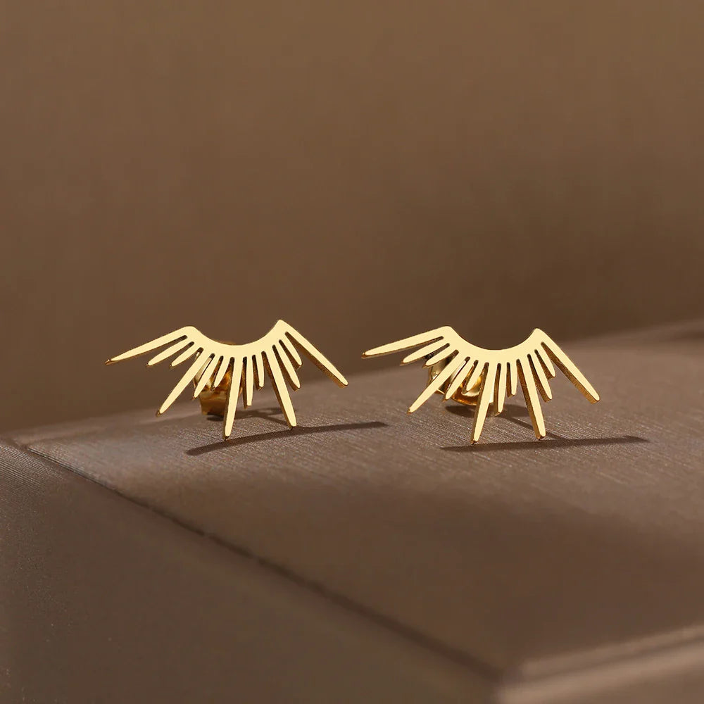 Sun Half-Circle Stud Earrings gold