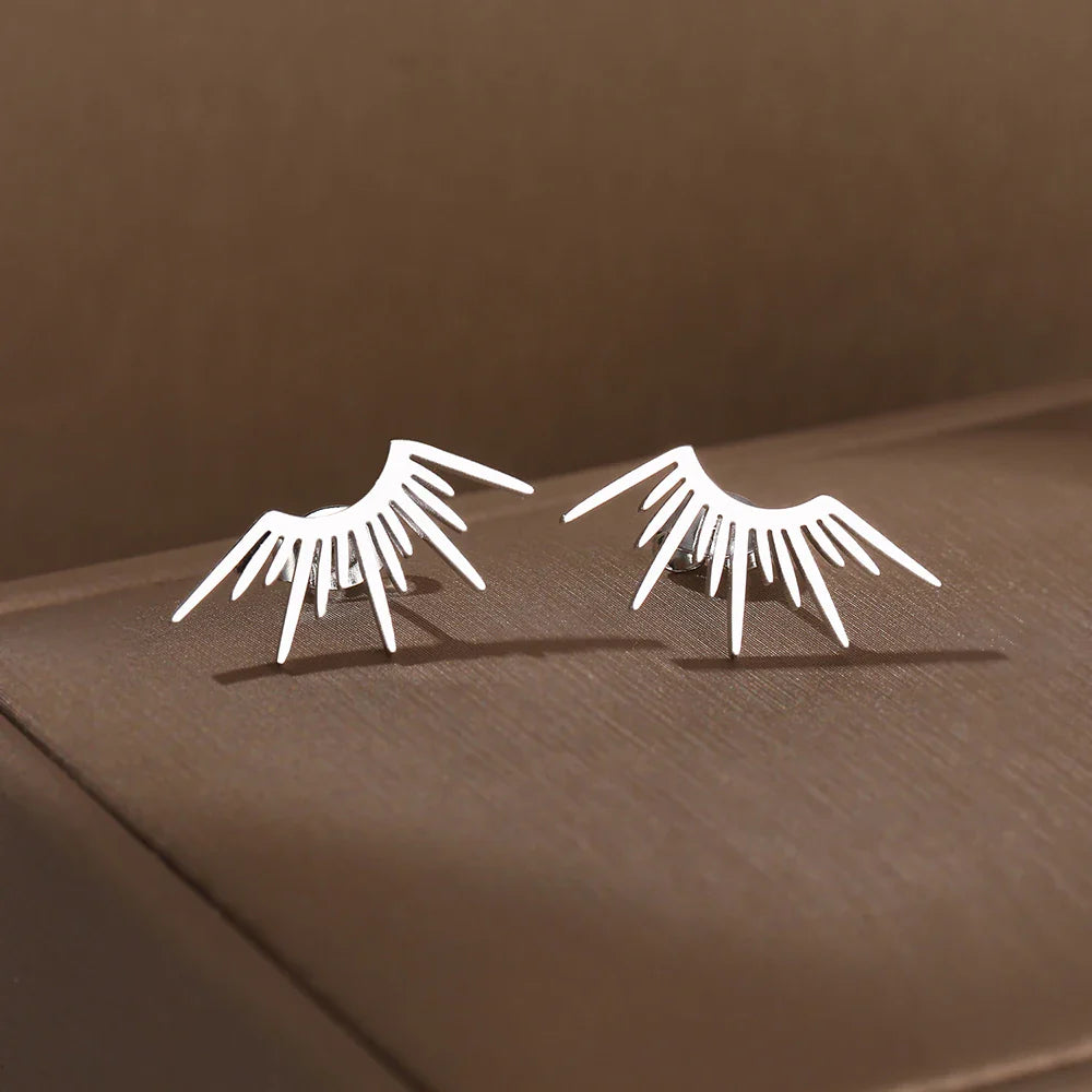 Sun Half-Circle Stud Earrings silver