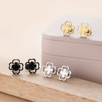 Four-Leaf Clover Leaf Stud Earrings gold