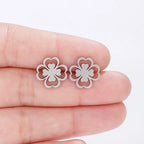 Four-Leaf Clover Leaf Stud Earrings silver