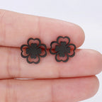 Four-Leaf Clover Leaf Stud Earrings black