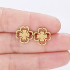 Four-Leaf Clover Leaf Stud Earrings gold