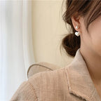 White Pearl Heart Stud Earrings