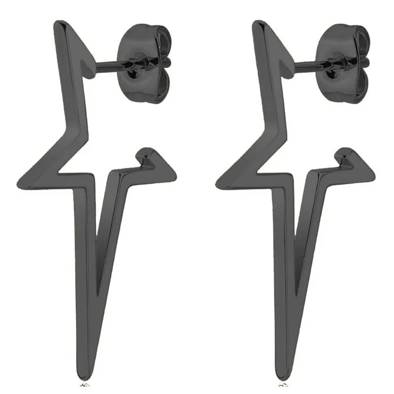 Star Stud Earrings Punk Style Black