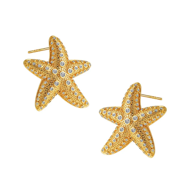 Stud Earrings Shell Starfish Woman