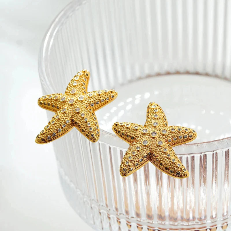 Stud Earrings Shell Starfish Woman