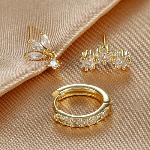 Star Stud Earrings in Zircon for Women Gold