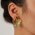Gold Open Five-Petal Flower Stud Earrings