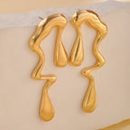 Asymmetric Water Drop Stud Earrings gold