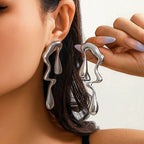 Asymmetric Water Drop Stud Earrings silver