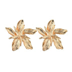Large Asymmetric Flower Stud Earrings gold