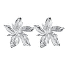 Large Asymmetric Flower Stud Earrings silver