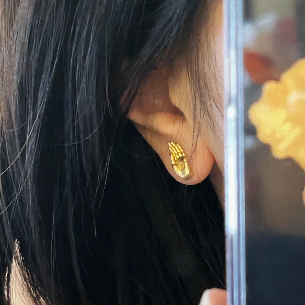 Buddha Hand Stud Earrings gold