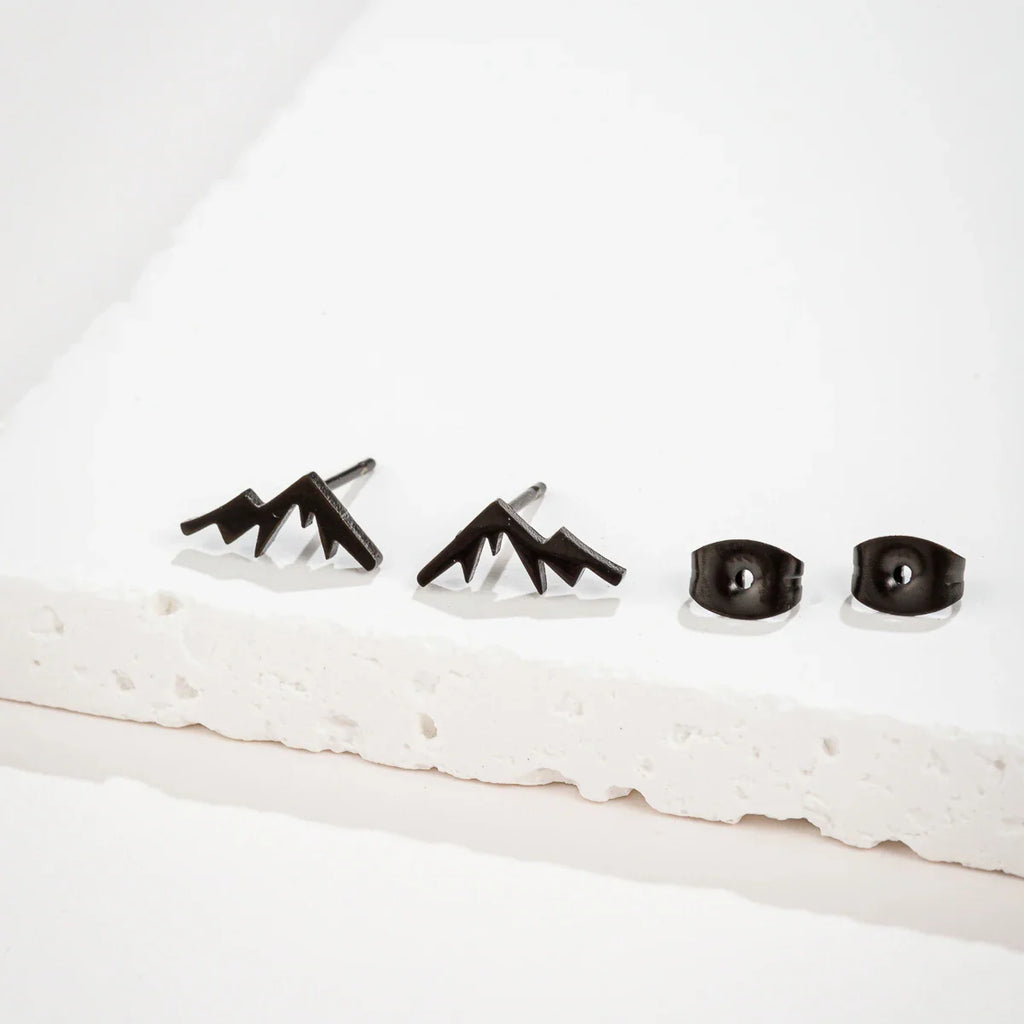Mountain Stud Earrings for Women or Men black