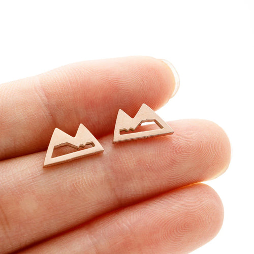 Minimalist Mountain Stud Earrings rose gold