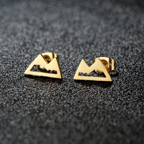 Minimalist Mountain Stud Earrings gold