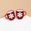 Mug Stud Earrings with Snowflake