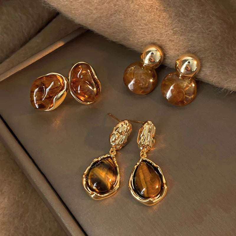 Tiger Eye Stud Earrings for Women's Protection