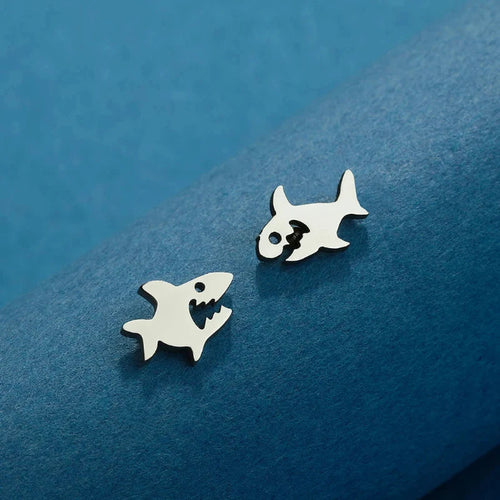 Silver Shark Stud Earrings