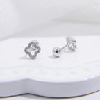 4-Leaf Clover Stud Earrings Silver