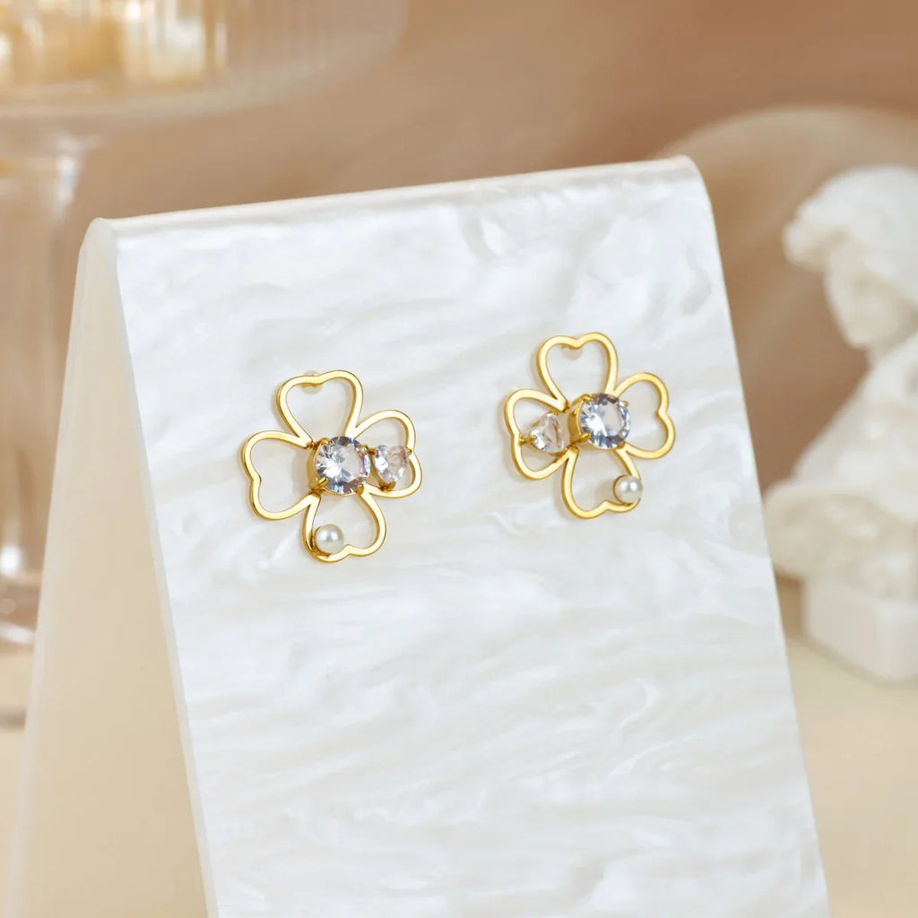 Four-Leaf Clover Stud Earrings Lucky Charm