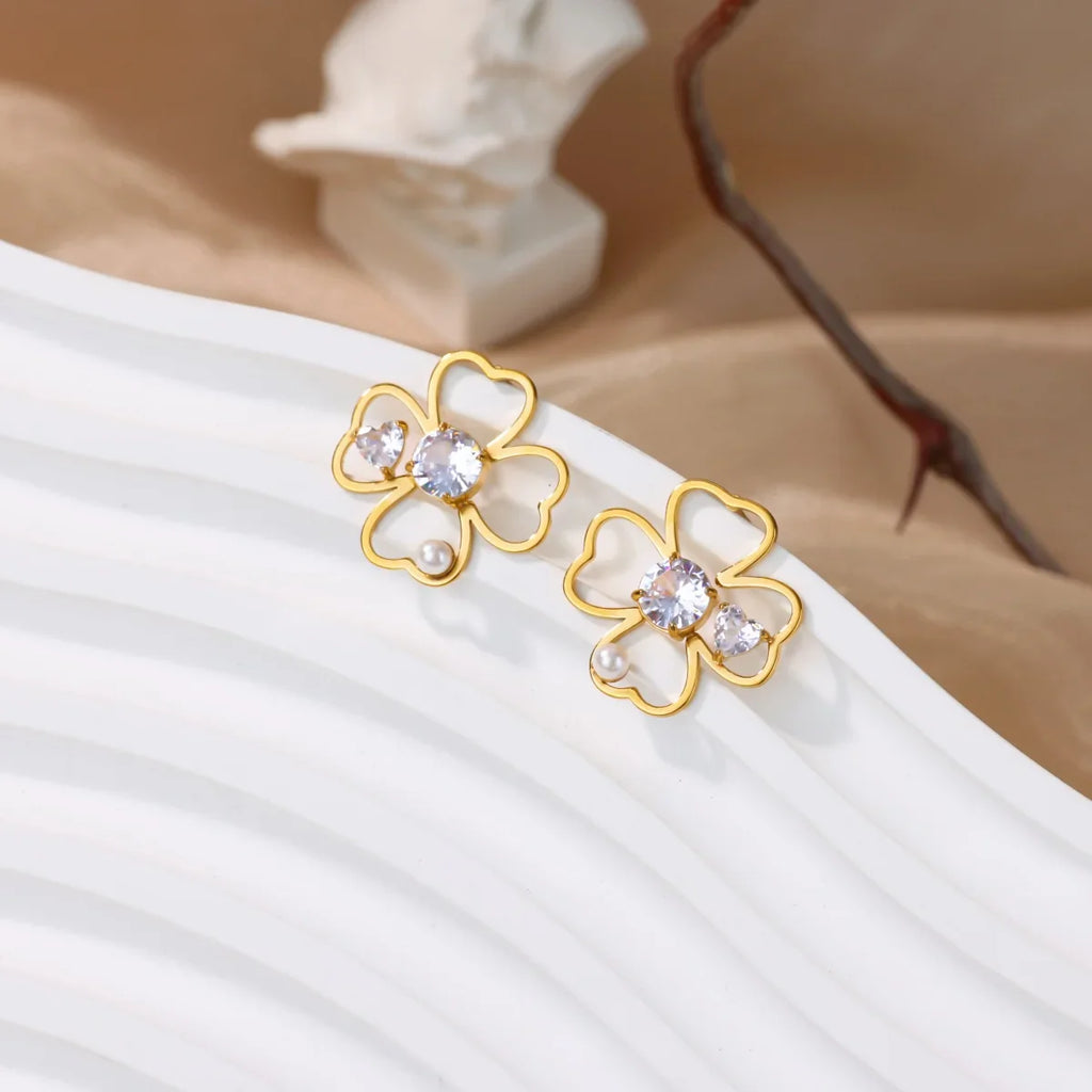 Four-Leaf Clover Stud Earrings Lucky Charm