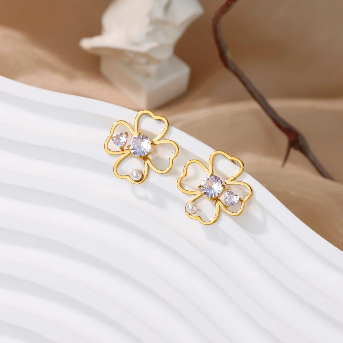 Four-Leaf Clover Stud Earrings Lucky Charm
