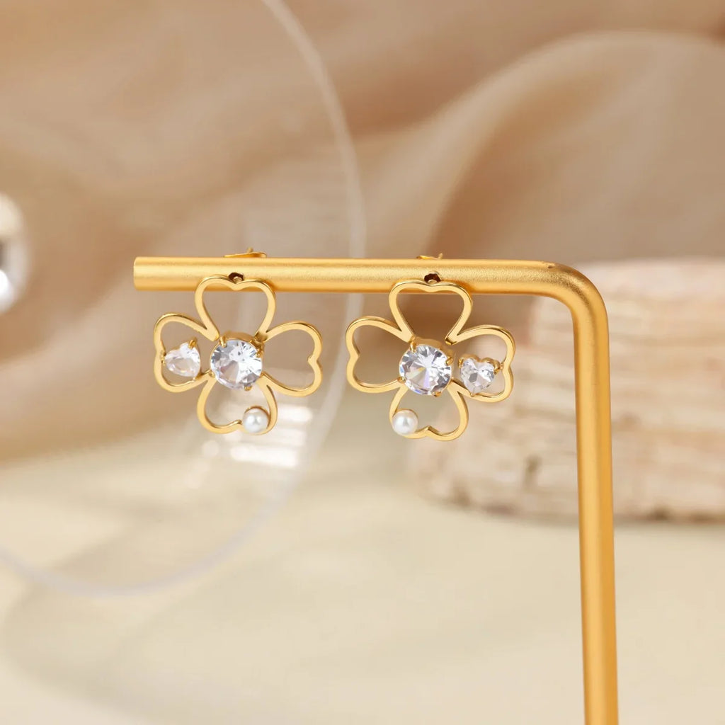 Four-Leaf Clover Stud Earrings Lucky Charm