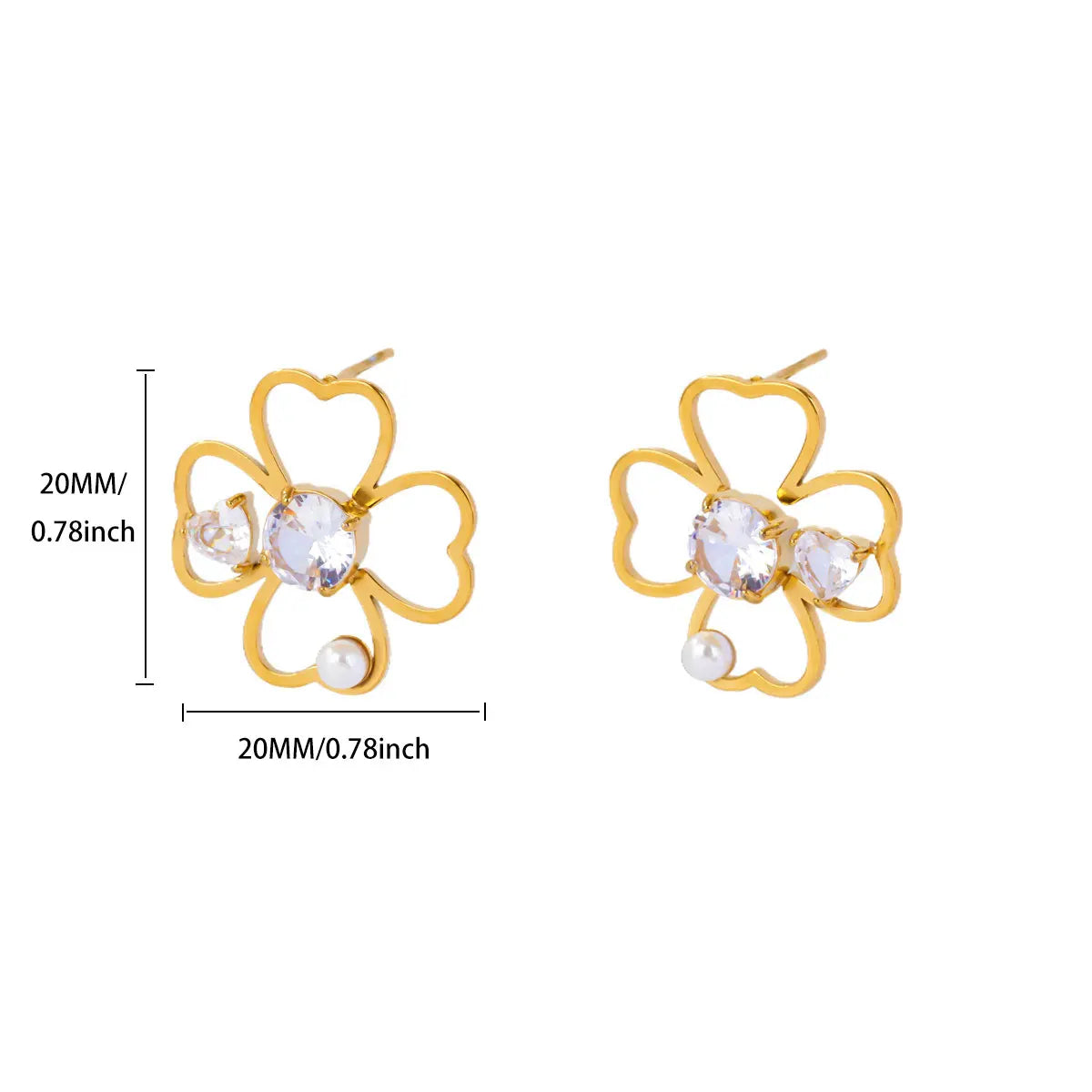Four-Leaf Clover Stud Earrings Lucky Charm