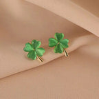 Four-Leaf Clover Stud Earrings Green