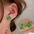 Four-Leaf Clover Stud Earrings Green
