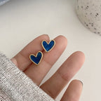 Blue Heart & Pink Rose Earrings