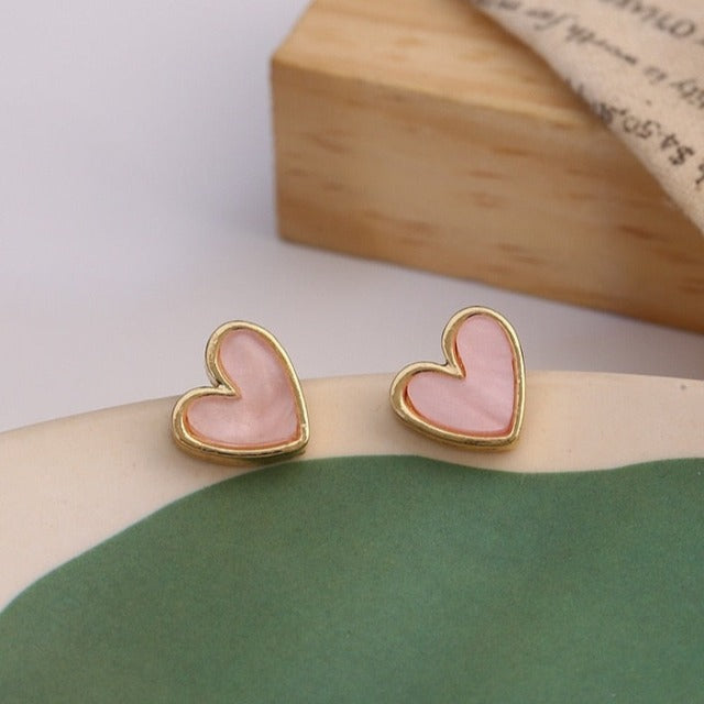 Blue Heart & Pink Rose Earrings
