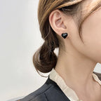 Black Women's Heart Stud Earrings