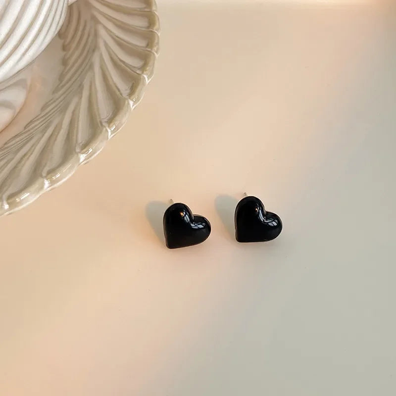 Black Women's Heart Stud Earrings