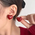 Red Women's Heart Stud Earrings