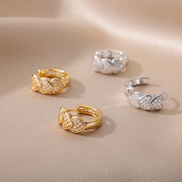 Gold Heart Earrings - Silver