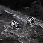 Compass Stud Earrings Men's Rose of the Winds Compass