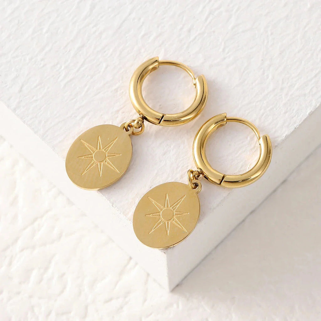 Compass Rose Hanging Earrings Compass