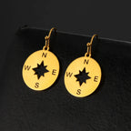 Compass Pendant Earrings Compass Rose for Women gold