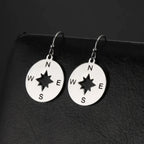 Compass Pendant Earrings Compass Rose for Women silver