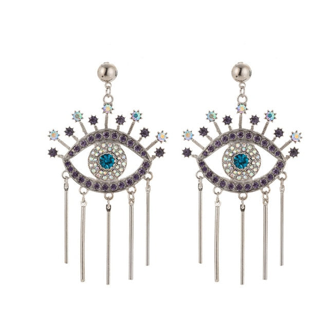 Earrings Against the Evil Eye Blue Greek Turkish Mataki Matiasma style 1 silver