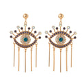 Earrings Against the Evil Eye Blue Greek Turkish Mataki Matiasma style 1 gold