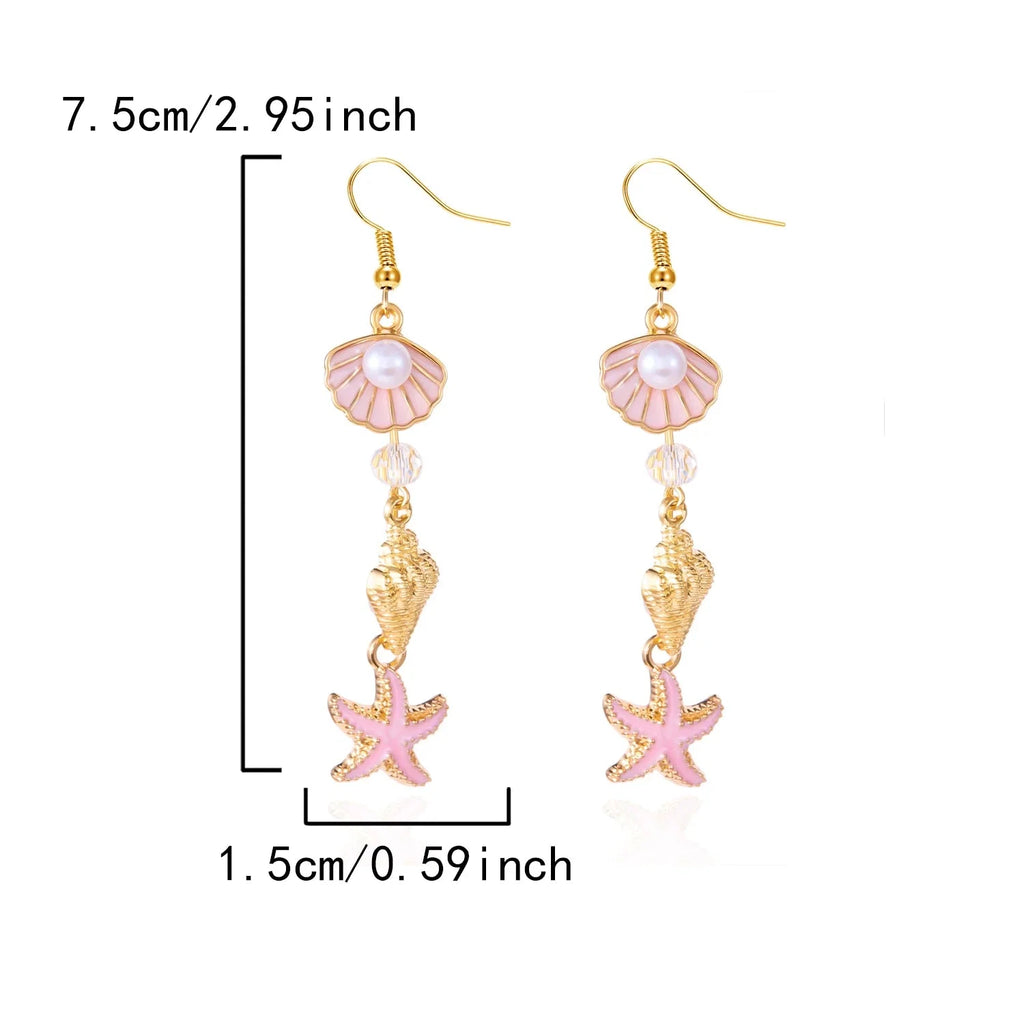Colorful shell drop earrings